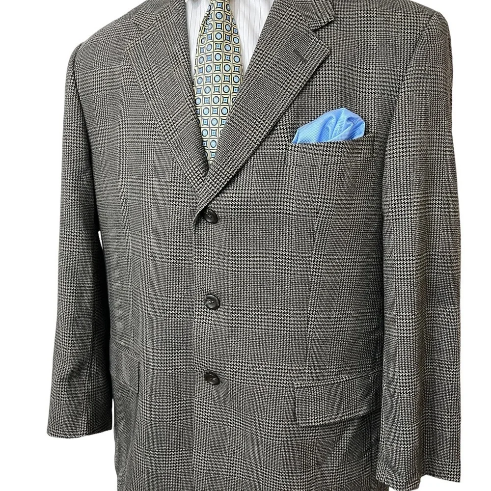 Brandini Tailored for Foleys Mens Sports Blazer 100% Wool Houndstooth Pe☑️